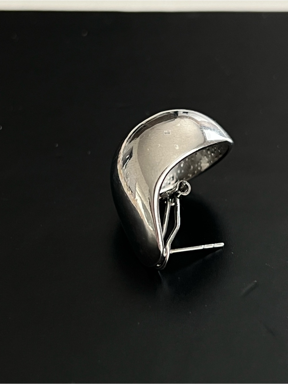 Single earring- silver chunky teardrop or dome-style earring